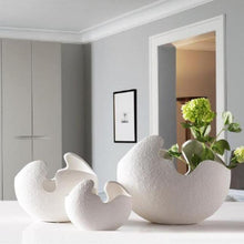 Load image into Gallery viewer, INSPIRA LIFESTYLES - Nest Handmade Vase - WHITE VASE, VASES, SCANDINAVIAN DESIGN, ORGANIC SHAPED VASE, OBJECTS, MODERN MINIMALIST ART, MAISON &amp; OBJECT, INTERIOR DECOR, HOTEL DECOR, HOME DECORATION, HOME DECOR, HOME ACCESSORIES, HANDMADE VASE, HANDMADE, HAND MADE DECORATIVE VASE SET, DECORATIVE VASE, DECORATIVE DECORATION, DECOR, CONTEMPORARY ART, BLACK AND WHITE ART, ART 
