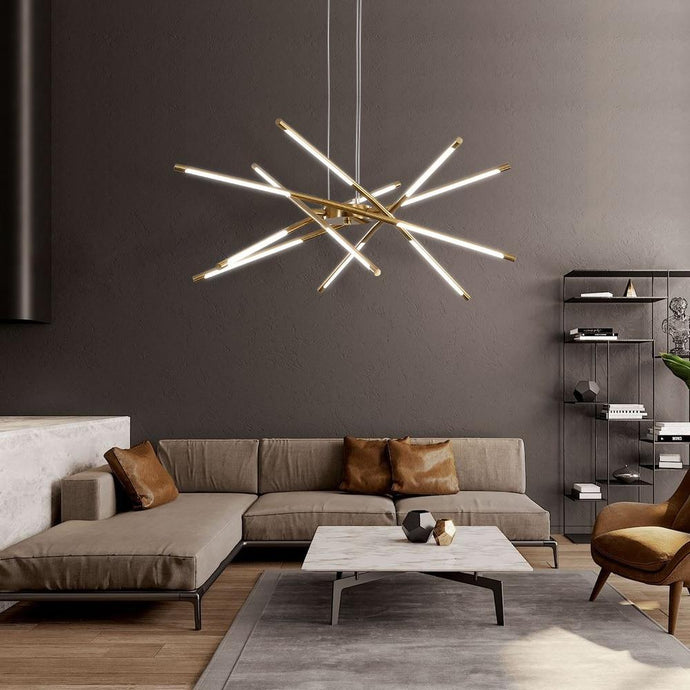 INSPIRA LIFESTYLES - Tubular Mobile Chandelier - ACCENT LIGHT, BRANCH LIGHT, CHANDELIER, DINING LIGHT, HANGING LIGHT, LED LIGHT, LIGHT, LIGHT FIXTURE, LIGHTING, MINIMALIST CHANDELIER, MOBILE CHANDELIER, MODERN CHANDELIER, MODERN LIGHT, PENDANT LIGHT, SCULPTURAL LIGHT, SPUTNIK LIGHT
