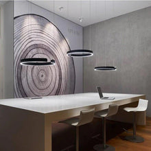 Load image into Gallery viewer, INSPIRA LIFESTYLES - Cuff Circular Pendant - ABSTRACT, HANGING RING LIGHT, LED, LED CHANDELIER, LED LIGHT, LED LIGHT RING, LIGHT, LIGHT FIXTURE, LIGHTING, LIGHTS, MINIMALIST LIGHT, MODERN CHANDLIER, MODERN PENDANT LIGHT, SCULPTURAL LIGHT, SIMPLE DESIGN
