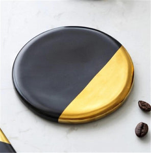 INSPIRA LIFESTYLES - Gold & Black Geometric Coaster Set - COASTERS, DINING, KITCHEN, TABLEWARE