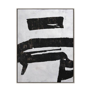 INSPIRA LIFESTYLES - Porro Abstract Oil Painting - ART, BLACK AND WHITE PAINTING, BRUSH STROKE PAINTING, CANVAS ART, CONTEMPORARY ART, FRAMED ART, HANGING ART, LARGE PAINTING, LARGE SCALE ART, MINIMALIST PAINTING, MODERN ART, OIL PAINTING, PAINTING, UNFRAMED ART, WALL ART