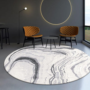 INSPIRA LIFESTYLES - White Marble Round Area Rug - ABSTRACT RUG, ACCENT RUG, ACRYLIC RUG, AREA RUG, BEDROOM CARPET, CARPET, DINING ROOM CARPET, FLOOR COVERING, FLOOR MAT, HOTEL CARPET, LIVING ROOM CARPET, MARBLE, MODERN RUG, PILE CARPET, RECTANGLE AREA RUG, RUG, RUGS, WOVEN RUG