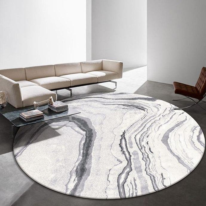 INSPIRA LIFESTYLES - White Marble Round Area Rug - ABSTRACT RUG, ACCENT RUG, ACRYLIC RUG, AREA RUG, BEDROOM CARPET, CARPET, DINING ROOM CARPET, FLOOR COVERING, FLOOR MAT, HOTEL CARPET, LIVING ROOM CARPET, MARBLE, MODERN RUG, PILE CARPET, RECTANGLE AREA RUG, RUG, RUGS, WOVEN RUG