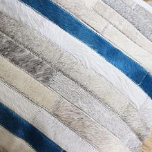 Load image into Gallery viewer, INSPIRA LIFESTYLES - Blue Stripe Cowhide Pillow - ACCENT PILLOW, ACCESSORIES, CUSHION, DECORATIVE PILLOW, HOME DECOR, LEATHER, PILLOW, SOFTGOODS, THROW PILLOW
