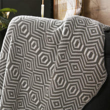 Load image into Gallery viewer, INSPIRA LIFESTYLES - Retro Geometric Knit Throw - ACCENT THROW, BED THROW, BLANKET, DECORATIVE THROW, KNIT THROW, KNITTED BLANKET, SOFTGOODS, TASSEL THROW, THROW, THROW BLANKET, TRAVEL BLANKET, YARN THROW
