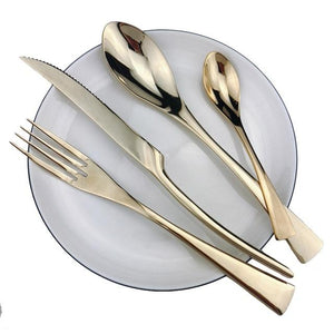 INSPIRA LIFESTYLES - Polished Modern Cutlery Set - 24 PCS - CUTLERY, DINNER WARE, FORK, KNIFE, MODERN CUTLERY, SERVING WARE, SPOON, STAINLESS STEEL, TABLEWARE