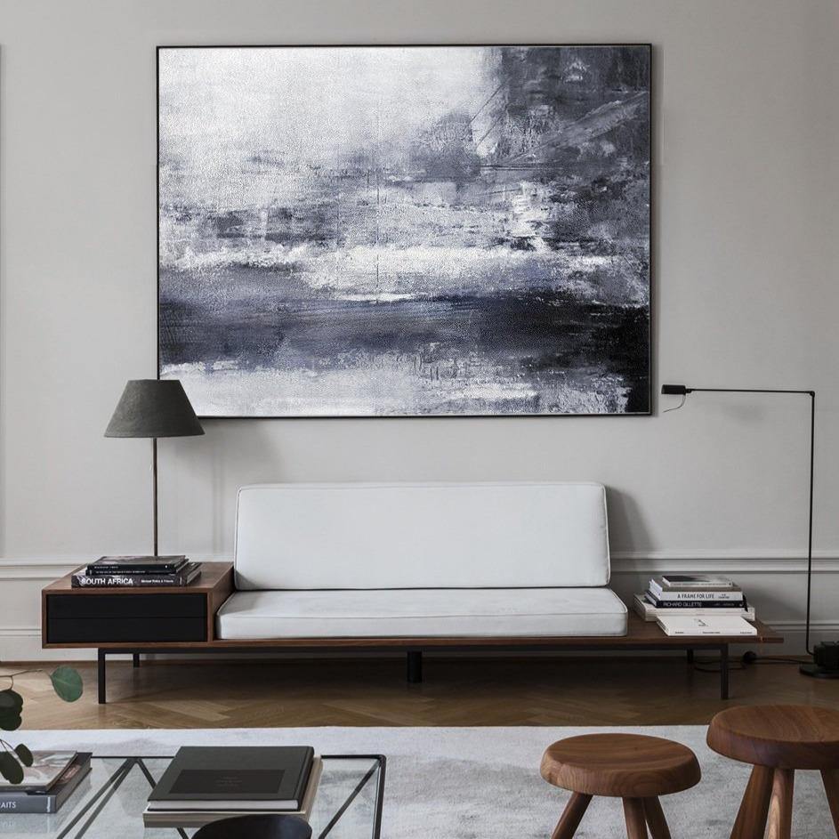 INSPIRA LIFESTYLES - Apollo Abstract Oil Painting - ABSTRACT ART, ART, BLACK AND WHITE PAINTING, CANVAS ART, CONTEMPORARY ART, FRAMED ART, HANGING ART, LARGE PAINTING, LARGE SCALE ART, MODERN ART, OIL PAINTING, PAINTING, UNFRAMED ART, WALL ART