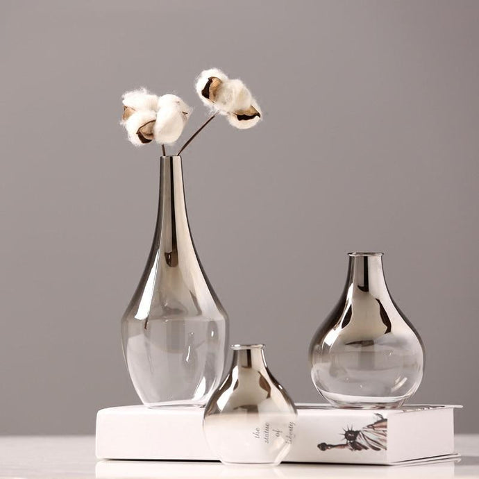 INSPIRA LIFESTYLES - Silver Gradient Glass Vases - ACCESSORIES, DECOR, DECORATION, DECORATIVE, GLASS, GRADIENT, MODERN, VASE