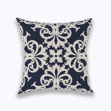 Load image into Gallery viewer, INSPIRA LIFESTYLES - Classic Motif Embroidered Pillow - ACCENT PILLOW, ACCESSORIES, CANVAS, CLASSIC, Classic Blue Black &amp; White Embroidered Pillow, COTTON, CUSHION, DECORATIVE PILLOW, DEMASK, EMBROIDERED, FILIGREE, HOME DECOR, PILLOW, QUADRAFOIL, SOFTGOODS, THROW PILLOW, TRADITIONAL
