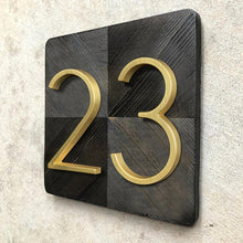 Load image into Gallery viewer, INSPIRA LIFESTYLES - Modern House Number Satin Brass - ADDRESS, DOOR NUMBER, GOLD, HARDWARE, HOME &amp; GARDEN, HOUSE NUMBER, SATIN BRASS, SIGN
