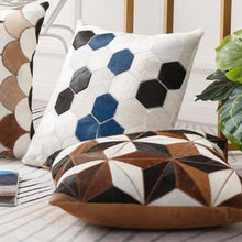 Load image into Gallery viewer, INSPIRA LIFESTYLES - Hexagon Cowhide Pillow - ACCENT PILLOW, ACCESSORIES, CUSHION, DECORATIVE PILLOW, HOME DECOR, LEATHER, PILLOW, SOFTGOODS, THROW PILLOW
