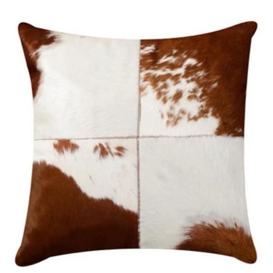 INSPIRA LIFESTYLES - Quadrant Cowhide Pillow - ACCENT PILLOW, ACCESSORIES, CUSHION, DECORATIVE PILLOW, HOME DECOR, LEATHER, PILLOW, SOFTGOODS, THROW PILLOW