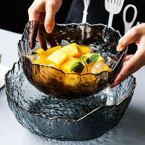 INSPIRA LIFESTYLES - Gold Rim Glass Serving Bowls - BOWL, BOWLS, FRUIT BOWL, SALAD BOWL, TABLEWARE