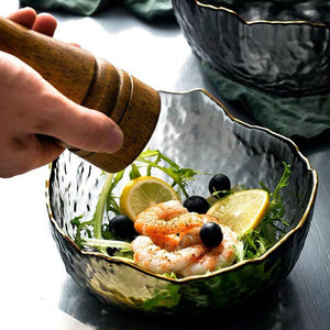 INSPIRA LIFESTYLES - Gold Rim Glass Serving Bowls - BOWL, BOWLS, FRUIT BOWL, SALAD BOWL, TABLEWARE