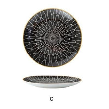 Load image into Gallery viewer, INSPIRA LIFESTYLES - Black &amp; White Graphic Pattern Plate - BLACK &amp; WHITE, DESSERT PLATE, DINNER PLATE, MODERN PLATES, MONOCHROME, PLATE, PLATES, SALAD PLATE, TABLEWARE
