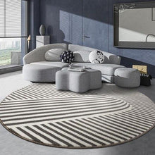 Load image into Gallery viewer, INSPIRA LIFESTYLES - Graphic Stripe Round Area Rug - ACCENT RUG, AREA RUG, BEDROOM CARPET, CARPET, COMMERCIAL, DINING ROOM CARPET, FLOOR MAT, GRAPHIC, HOTEL CARPET, LIVING ROOM CARPET, OFFICE CARPET, PILE CARPET, RUG, STRIPE, WOVEN RUG
