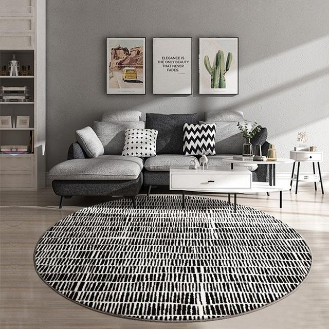 INSPIRA LIFESTYLES - Tab Pattern Round Area Rug - ACCENT RUG, AREA RUG, BEDROOM CARPET, BLACK AND WHITE, CARPET, COMMERCIAL, DINING ROOM CARPET, FLOOR MAT, HOTEL CARPET, LIVING ROOM CARPET, OFFICE CARPET, PILE CARPET, RUG, WOVEN RUG