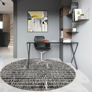 INSPIRA LIFESTYLES - Tab Pattern Round Area Rug - ACCENT RUG, AREA RUG, BEDROOM CARPET, BLACK AND WHITE, CARPET, COMMERCIAL, DINING ROOM CARPET, FLOOR MAT, HOTEL CARPET, LIVING ROOM CARPET, OFFICE CARPET, PILE CARPET, RUG, WOVEN RUG