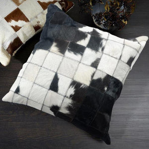 INSPIRA LIFESTYLES - Multi Squares Cowhide Pillow - ACCENT PILLOW, ACCESSORIES, CUSHION, DECORATIVE PILLOW, HOME DECOR, LEATHER, PILLOW, SOFTGOODS, THROW PILLOW