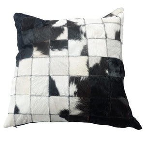 INSPIRA LIFESTYLES - Multi Squares Cowhide Pillow - ACCENT PILLOW, ACCESSORIES, CUSHION, DECORATIVE PILLOW, HOME DECOR, LEATHER, PILLOW, SOFTGOODS, THROW PILLOW