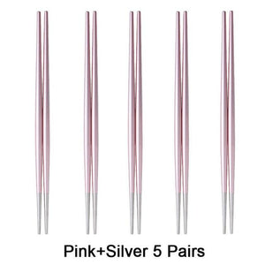 INSPIRA LIFESTYLES - Stainless Steel Titanium Metal Chopsticks - Set of 5 pairs - CHOPSTICKS, CUTLERY, DININGWARE, KITCHEN TOOLS, SERVINGWARE, TABLEWARE, UTENSILS