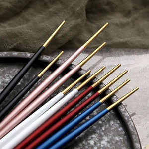 INSPIRA LIFESTYLES - Stainless Steel Titanium Metal Chopsticks - Set of 5 pairs - CHOPSTICKS, CUTLERY, DININGWARE, KITCHEN TOOLS, SERVINGWARE, TABLEWARE, UTENSILS