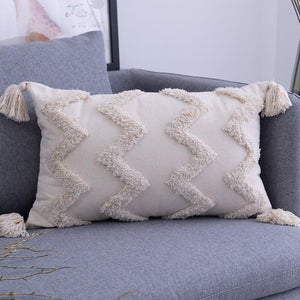 INSPIRA LIFESTYLES - Hand Tufted Pillow w/ Tassels - ACCENT PILLOW, ACCESSORIES, COTTON, CUSHION, DECORATIVE PILLOW, HAND MADE, HAND TUFTED, HOME DECOR, PILLOW, POLYESTER, SOFTGOODS, TASSELS, THROW PILLOW