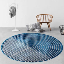 Load image into Gallery viewer, INSPIRA LIFESTYLES - Blue Gray Contrast Round Area Rug - ACCENT RUG, AREA RUG, BEDROOM CARPET, BLUE, CARPET, COMMERCIAL, CONCENTRIC CIRCLE, DINING ROOM CARPET, FLOOR MAT, GRAY, HOTEL CARPET, LIVING ROOM CARPET, OFFICE CARPET, PILE CARPET, RUG, WOVEN RUG
