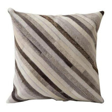 Load image into Gallery viewer, INSPIRA LIFESTYLES - Diagonal Stripe Cowhide Pillow - ACCENT PILLOW, ACCESSORIES, CUSHION, DECORATIVE PILLOW, HOME DECOR, LEATHER, PILLOW, SOFTGOODS, THROW PILLOW
