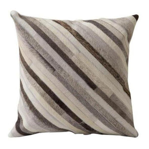 INSPIRA LIFESTYLES - Diagonal Stripe Cowhide Pillow - ACCENT PILLOW, ACCESSORIES, CUSHION, DECORATIVE PILLOW, HOME DECOR, LEATHER, PILLOW, SOFTGOODS, THROW PILLOW