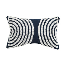 Load image into Gallery viewer, INSPIRA LIFESTYLES - Dark Navy &amp; White Embroidered Pillow - ACCENT PILLOW, ACCESSORIES, BED PILLOW, BLACK AND WHITE, CHAIR PILLOW, COTTON, CUSHION, DECORATIVE PILLOW, EMBROIDERED, HOME ACCESSORIES, PILLOW, SOFA PILLOW, SOFTGOODS, THROW PILLOW
