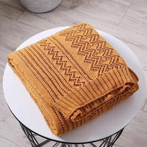 INSPIRA LIFESTYLES - Zigzag Lace Knitted Throw - ACCENT THROW, BED THROW, BLANKET, DECORATIVE THROW, KNIT BLANKET, KNIT THROW, KNITTED BLANKET, SOFTGOODS, THROW, THROW BLANKET, TRAVEL BLANKET, YARN THROW
