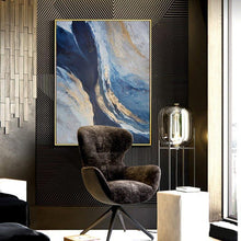 Load image into Gallery viewer, INSPIRA LIFESTYLES - Cuvee Series: A.2 Abstract Oil Painting - ABSTRACT ART, ART, ART SERIES, BLUE ABSTRACT PAINTING, BLUE GOLD ART, BLUE WATER PAINTING, CANVAS ART, CONTEMPORARY ART, COORDINATED ART, FRAMED ART, HANGING ART, LARGE PAINTING, LARGE SCALE ART, MODERN ART, OIL PAINTING, PAINTING, UNFRAMED ART, WALL ART
