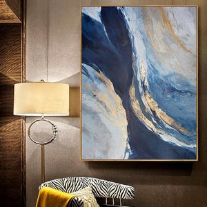 INSPIRA LIFESTYLES - Cuvee Series: A.2 Abstract Oil Painting - ABSTRACT ART, ART, ART SERIES, BLUE ABSTRACT PAINTING, BLUE GOLD ART, BLUE WATER PAINTING, CANVAS ART, CONTEMPORARY ART, COORDINATED ART, FRAMED ART, HANGING ART, LARGE PAINTING, LARGE SCALE ART, MODERN ART, OIL PAINTING, PAINTING, UNFRAMED ART, WALL ART