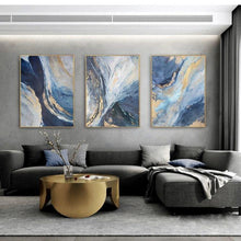 Load image into Gallery viewer, INSPIRA LIFESTYLES - Cuvee Series: B.2 Abstract Oil Painting - ABSTRACT ART, ART, ART SERIES, BLUE ABSTRACT PAINTING, BLUE GOLD ART, BLUE WATER PAINTING, CANVAS ART, CONTEMPORARY ART, COORDINATED ART, FRAMED ART, HANGING ART, LARGE PAINTING, LARGE SCALE ART, MODERN ART, OIL PAINTING, PAINTING, UNFRAMED ART, WALL ART
