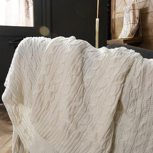 INSPIRA LIFESTYLES - Cable Stitch Knit Throw - ACCENT THROW, BED THROW, BLANKET, DECORATIVE THROW, KNIT BLANKET, KNIT THROW, KNITTED BLANKET, SOFTGOODS, THROW, THROW BLANKET, TRAVEL BLANKET, YARN THROW