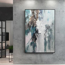 Load image into Gallery viewer, INSPIRA LIFESTYLES - Turmillon Contemporary Oil Painting - ABSTRACT ART, ART, CANVAS ART, CONTEMPORARY ART, FRAMED ART, GREEN PAINTING, HANGING ART, LARGE PAINTING, LARGE SCALE ART, MODERN ART, OIL PAINTING, PAINTING, TEAL PAINTING, UNFRAMED ART, WALL ART
