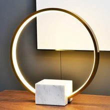 Load image into Gallery viewer, INSPIRA LIFESTYLES - Ring Table Lamp - BEDROOM LIGHT, BEDSIDE LAMP, DESIGNER LAMP, LED LIGHT, LIGHT, LIGHT FIXTURE, LIGHTING, LIGHTS, MARBLE LAMP, MINIMALIST LAMP, MODERN RING LIGHT, RING LIGHT, STONE LAMP, TABLE LAMP
