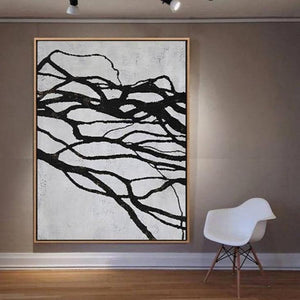 INSPIRA LIFESTYLES - Fiore Abstract Oil Painting - ABSTRACT ART, ART, BLACK AND WHITE ART, BLACK AND WHITE PAINTING, CANVAS ART, CONTEMPORARY ART, CONTEMPORARY PAINTING, FRAMED ART, HANGING ART, LARGE PAINTING, LARGE SCALE PAINTING, MODERN ART, MODERN MINIMALIST ART, OIL PAINTING, PAINTING, UNFRAMED ART, WALL ART