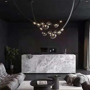 INSPIRA LIFESTYLES - Strapped Chandelier - ABSTRACT LIGHT, ACCENT LIGHT, BEDROOM LIGHT, BOARDROOM LIGHT, CHANDELIER, DINING LIGHT, FEATURE LIGHT, GLASS GLOBE CHANDELIER, GLOBE CHANDELIER, GLOBE LIGHT, HANGING LIGHT, HOTEL LIGHT, LEATHER STRAP LIGHT, LED CHANDELIER, LED LIGHT, LIGHT, LIGHT FIXTURE, LIGHTING, LIGHTS, LIVING ROOM LIGHT, MINIMAL LIGHT FIXTURE, MINIMALIST CHANDELIER, MINIMALIST LIGHT, MODERN CHANDELIER, MODERN LIGHT, MODERN PENDANT LIGHT, PENDANT LIGHT, RESTAURANT LIGHT, SCULPTURAL LIGHT