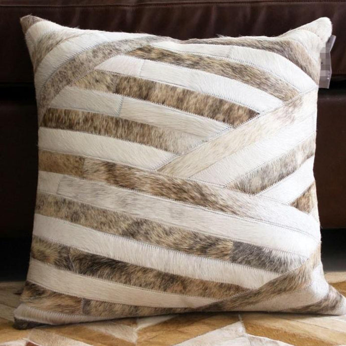 INSPIRA LIFESTYLES - Crossover Cowhide Pillow - ACCENT PILLOW, ACCESSORIES, CUSHION, DECORATIVE PILLOW, HOME DECOR, LEATHER, PILLOW, SOFTGOODS, THROW PILLOW