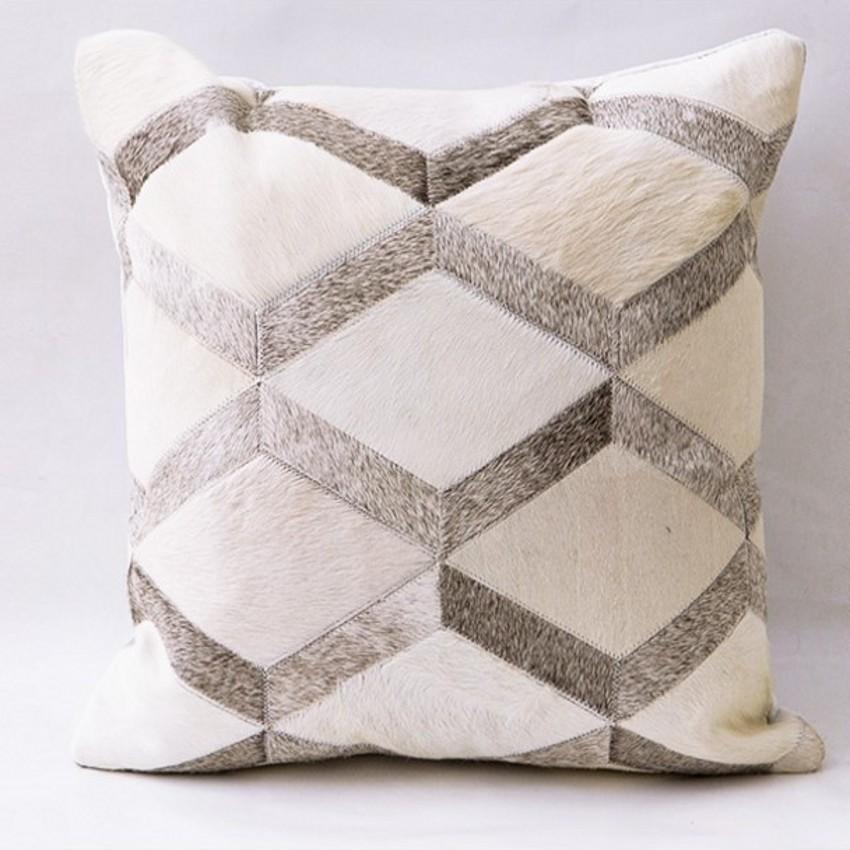 INSPIRA LIFESTYLES - Diamond Cowhide Pillow - ACCENT PILLOW, ACCESSORIES, CUSHION, DECORATIVE PILLOW, HOME DECOR, LEATHER, PILLOW, SOFTGOODS, THROW PILLOW