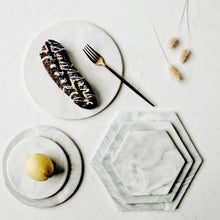 Load image into Gallery viewer, INSPIRA LIFESTYLES - Marble Ceramic Plate Dish Cake Dessert Fruit Sushi Plate Cutting Boards Coaster Mad Pad Decorative Plate Kitchen Tools - CERAMIC, CHEESE PLATE, CHEESE PLATTER, DECOR, HEXAGON, HOME ACCESSORIES, MARBLE PLATTER, MARBLE TRAY, PLATTER, ROUND, SERVING PLATTER, SERVING WARE, SUSHI PLATTER, TABLEWARE, TRAY
